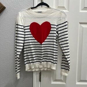 J Crew Women’s Puff-Sleeve Valentine Heart‎ Sweater Size small
